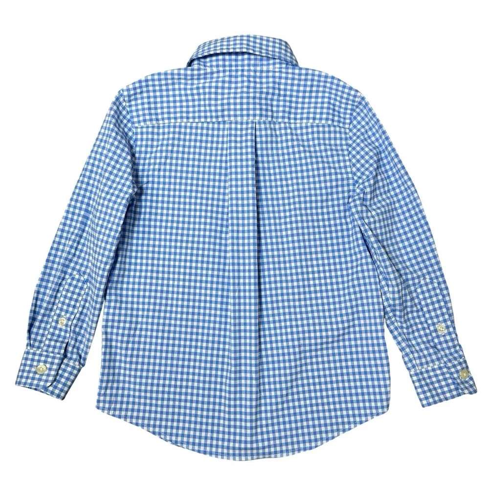 Vineyard Vines On The Go Performance Gingham Shirt Boys 3T Blue White 3W001117
